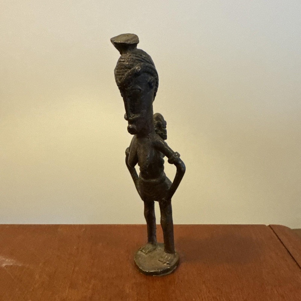 VTG African‎ Bronze Lost-Wax Mother Child Dogon or Senufo Style Fertility figure